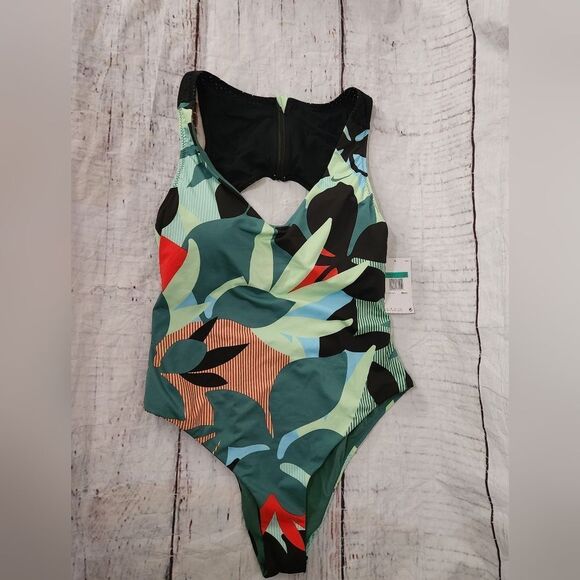 Nike One Piece Jungle Floral Keyhole Back Swimsuit Size XL NWT - Picture 3 of 6
